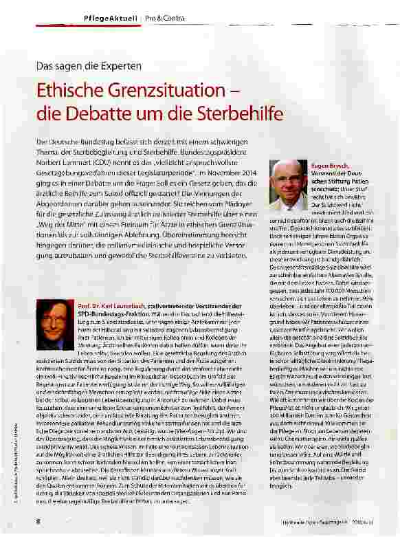 Vorschauseite 1: Das sagen die Experten Ethische Grenzsituation -die Debatte um die Sterbehilfe