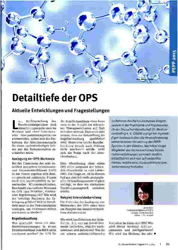Vorschauseite 1: Detailtiefe der OPS Aktuelle Entwicklungen und Fragestellungen