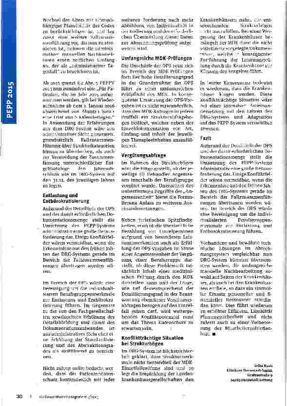 Vorschauseite 3: Detailtiefe der OPS Aktuelle Entwicklungen und Fragestellungen