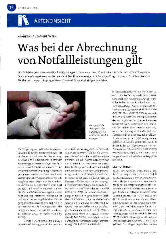 Vorschauseite 1: Was bei der Abrechnung von Notfallleistungen gilt