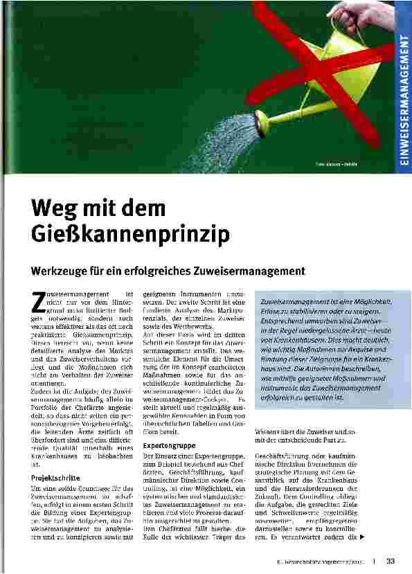 Vorschauseite 1: Weg mit dem Gießkannenprinzip Werkzeuge für ein erfolgreiches Zuweisermanagement