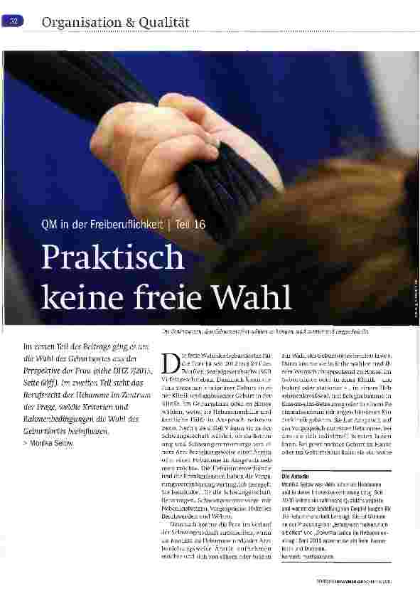 Vorschauseite 1: QM in der Freiberuflichkeit Teil 16 Praktisch keine freie Wahl