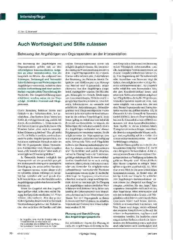 Vorschauseite 1: Auch Wortlosigkeit und Stille zulassen