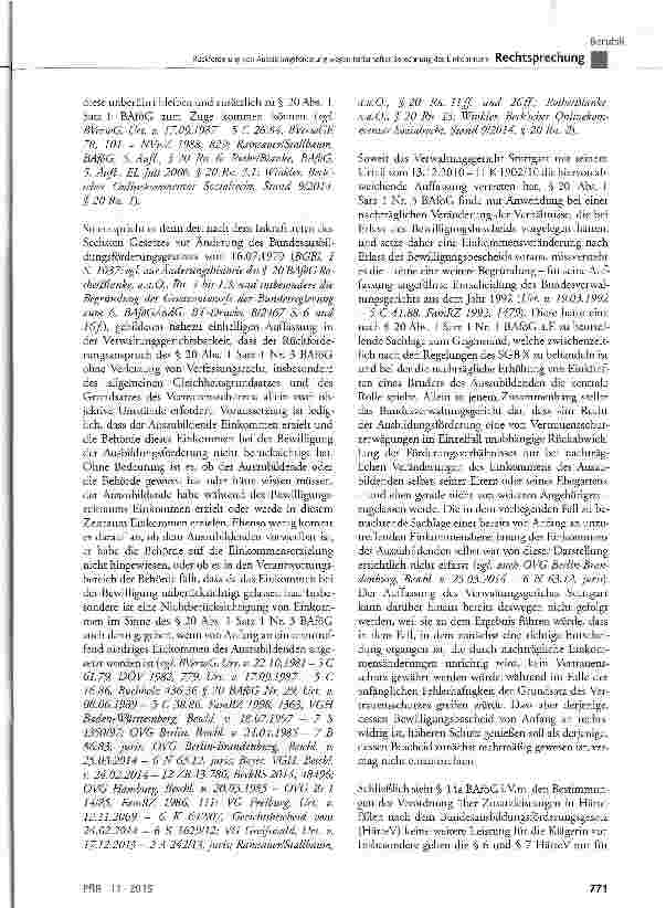 Vorschauseite 4: Rückforderung von Ausbildungsförderung wegen fehlerhafter Berechnung des EinkommensBAföG § 11 Abs. 1, § 12 Abs. 2, § 14a, § 20 Abs. 1 Satz 1 Nr. 3; HärteV § 6, § 7; SGB X § 44 bis…