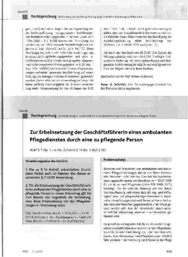 Vorschauseite 6: Rückforderung von Ausbildungsförderung wegen fehlerhafter Berechnung des EinkommensBAföG § 11 Abs. 1, § 12 Abs. 2, § 14a, § 20 Abs. 1 Satz 1 Nr. 3; HärteV § 6, § 7; SGB X § 44 bis…
