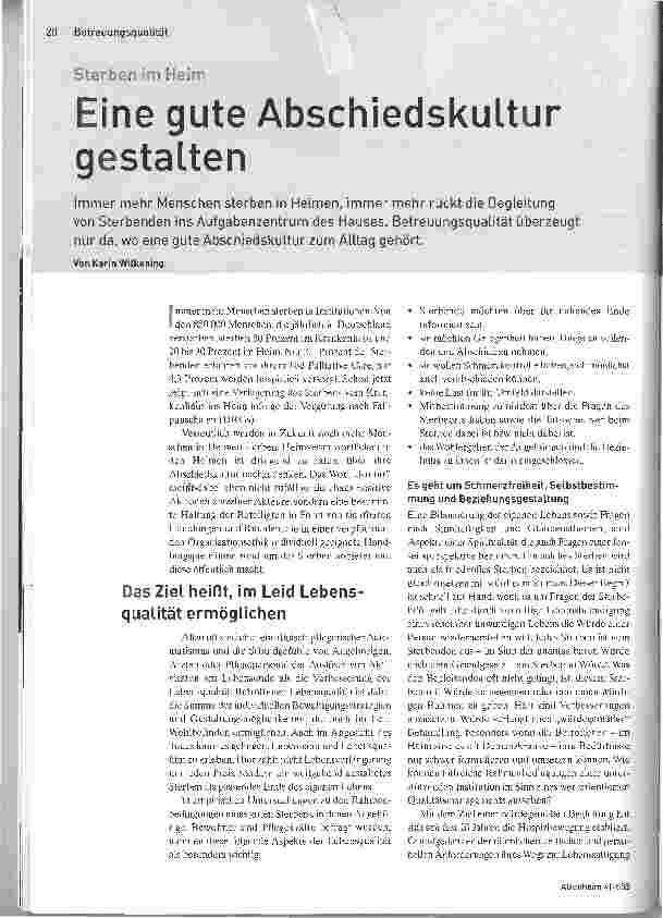Vorschauseite 1: Sterben im Heim. Eine gute Abschiedskultur gestalten
