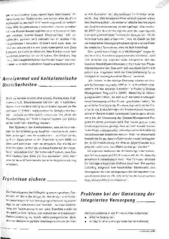 Vorschauseite 4: Umfrage zur Integrierten VersorgungZusammenfassung und Auswertung der Rückmeldungen auf die KKVD-Online-Umfrage