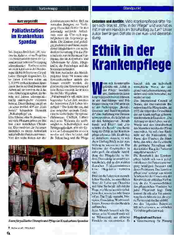 Vorschauseite 1: Ethik in der Krankenpflege