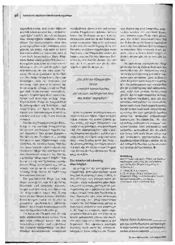 Vorschauseite 4: Hochprofessionell, aber bitte kostenneutral. Ambulante psychiatrische Behandlungspflege