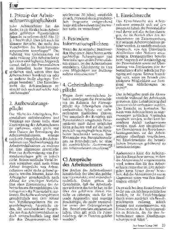 Vorschauseite 2: Die Personalakte Begriff, Behandlung und Ansprüche der Beteiligten