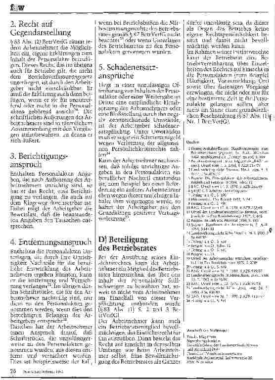 Vorschauseite 3: Die Personalakte Begriff, Behandlung und Ansprüche der Beteiligten