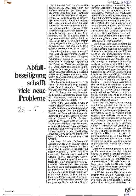 Vorschauseite 1: Abfallbeseitigung schafft neue Probleme