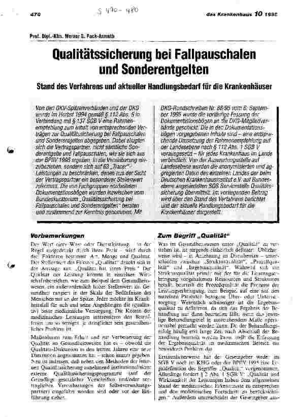 Vorschauseite 1: Qualitätssicherung bei Fallpauschalen und Sonderentgelten Stand des Verfahrens und aktueller Handlungsbedarf für die Krankenhäuser