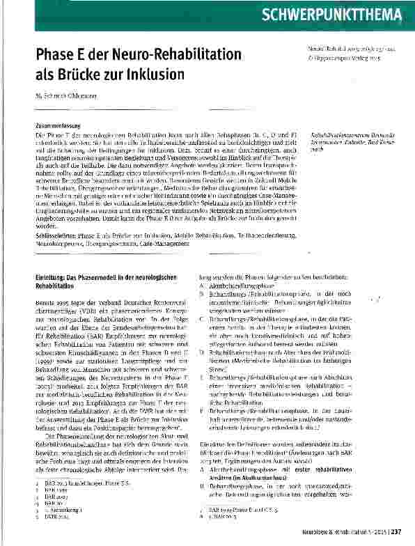 Vorschauseite 1: Phase E der Neuro-Rehabilitation als Brücke zur Inklusion