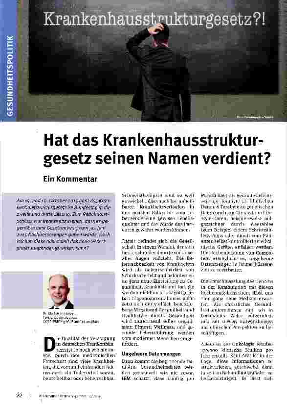 Vorschauseite 1: Hat das Krankenhausstruktur-gesetz seinen Namen verdient?