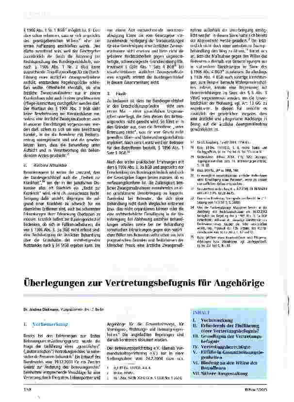 Vorschauseite 4: Ärztliche Zwangsmaßnahmen außerhalb einer Unterbringung? Anmerkung zu BGH, Beschl. v. 1.7.2015, XII ZB 89/15
