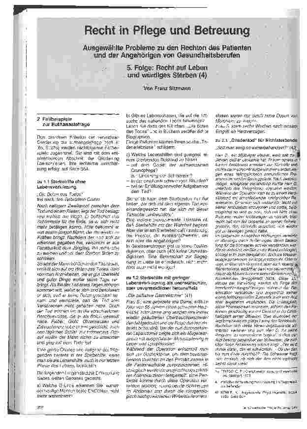 Vorschauseite 1: Recht in Pflege und Betreuung 5. Folge: Recht auf Leben und würdiges Sterben (4)