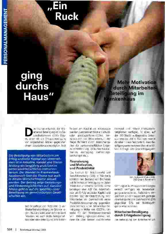 Vorschauseite 1: Ein Ruck ging durchs HausMehr Motivation durch Mitarbeiterbeteiligung im Krankenhaus