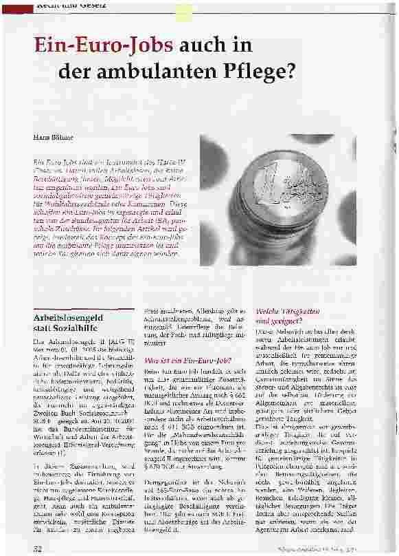 Vorschauseite 1: Ein-Euro-Jobs auch in der ambulanten Pflege?