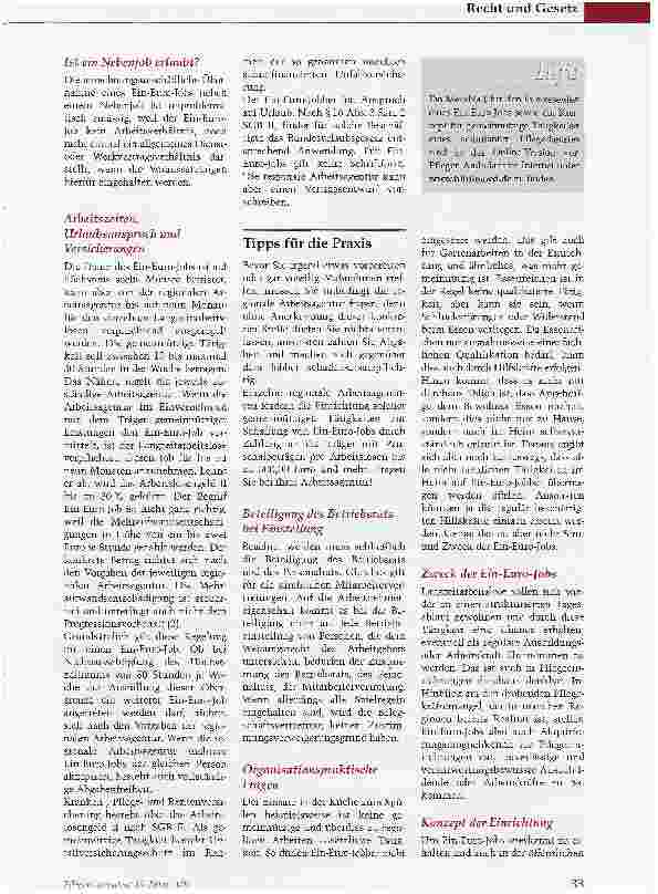Vorschauseite 2: Ein-Euro-Jobs auch in der ambulanten Pflege?