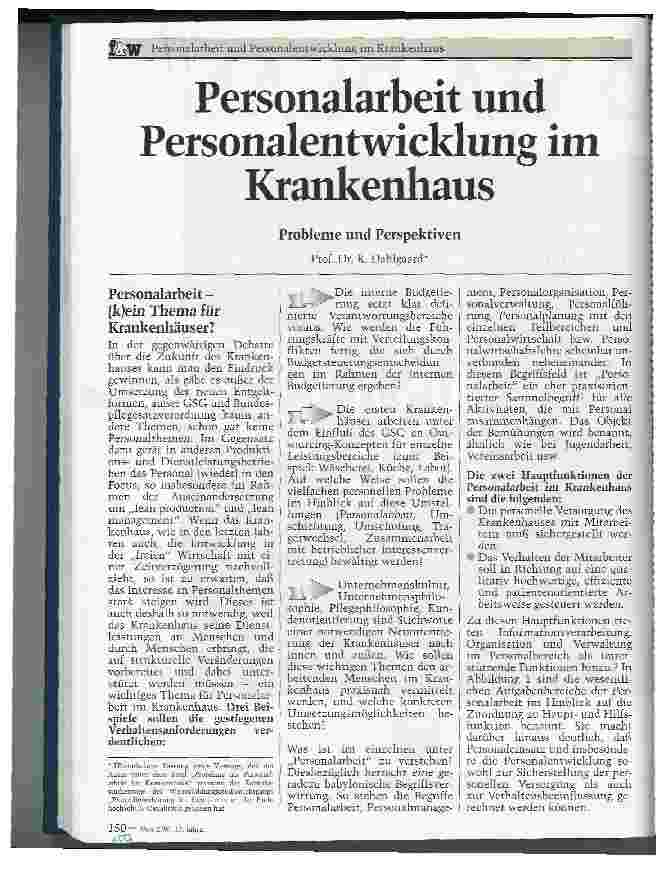 Vorschauseite 1: Personalarbeit und Personalentwicklung im Krankenhaus Probleme und Perspektiven