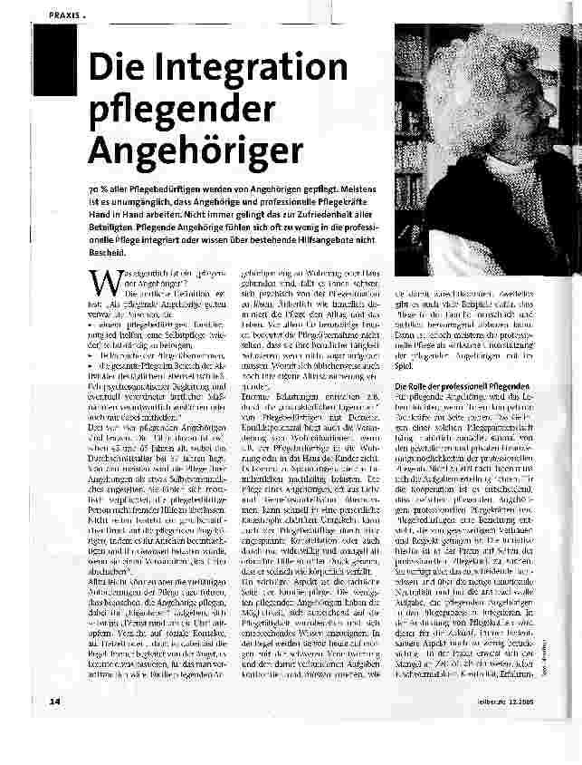 Vorschauseite 1: Die Integration pflegender Angehöriger