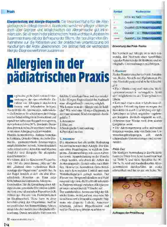 Vorschauseite 1: Allergien in der pädiatrischen Praxis Allergentestung und Allergie-Diagnostik