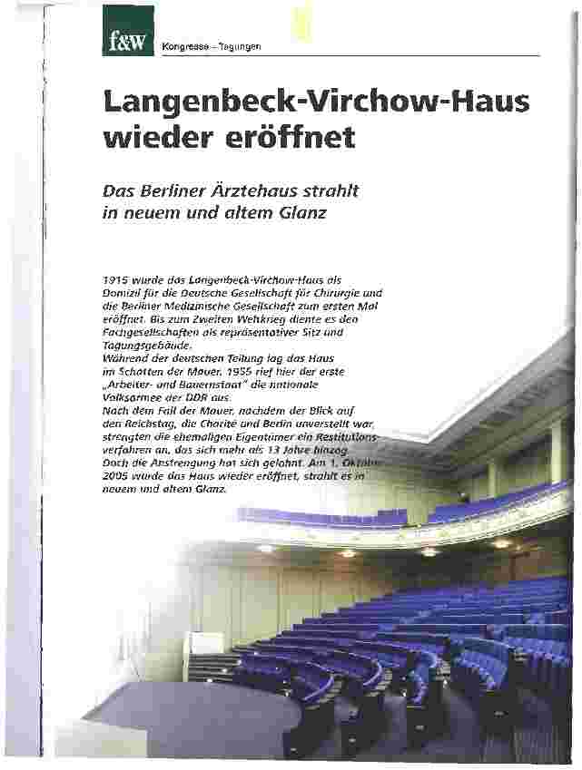 Vorschauseite 1: Langenbeck-Virchow-Haus wieder eröffnetDas Berliner Ärztehaus strahlt in neuem und altem Glanz
