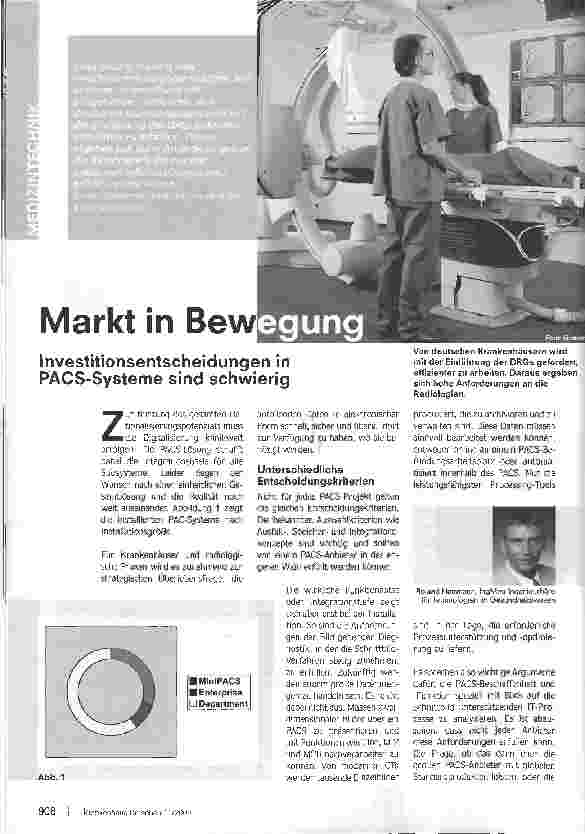 Vorschauseite 1: Markt in BewegungInvestitionsentscheidungen in PACS-Systeme sind schwierig