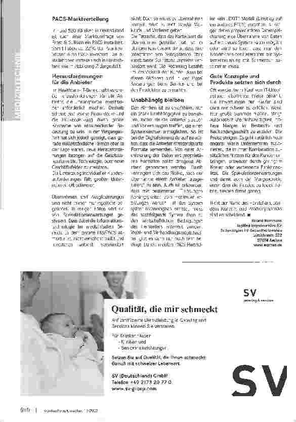 Vorschauseite 3: Markt in BewegungInvestitionsentscheidungen in PACS-Systeme sind schwierig