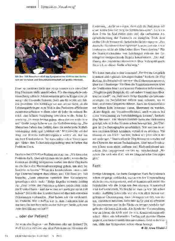 Vorschauseite 3: Die Sektorengrenzen zwischen Arztpraxis und Krankenhaus müssen aufgebrochen werden
