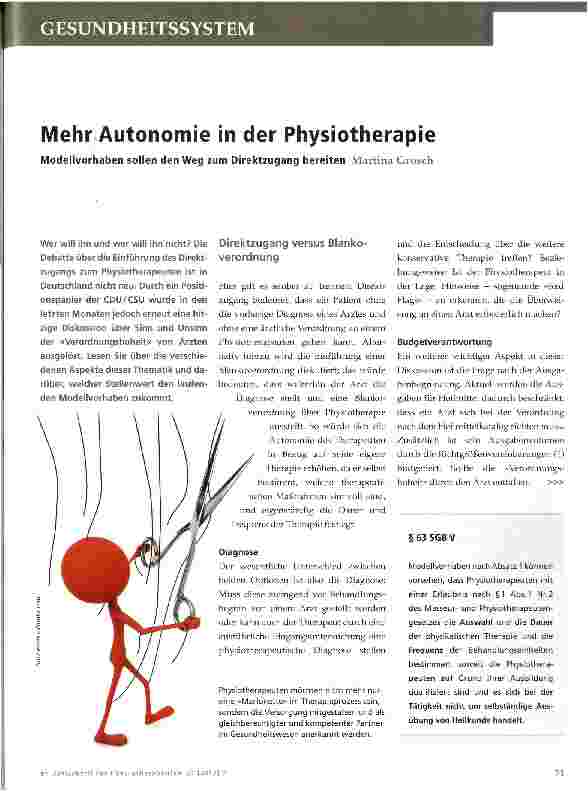 Vorschauseite 1: Mehr Autonomie in der Physiotherapie