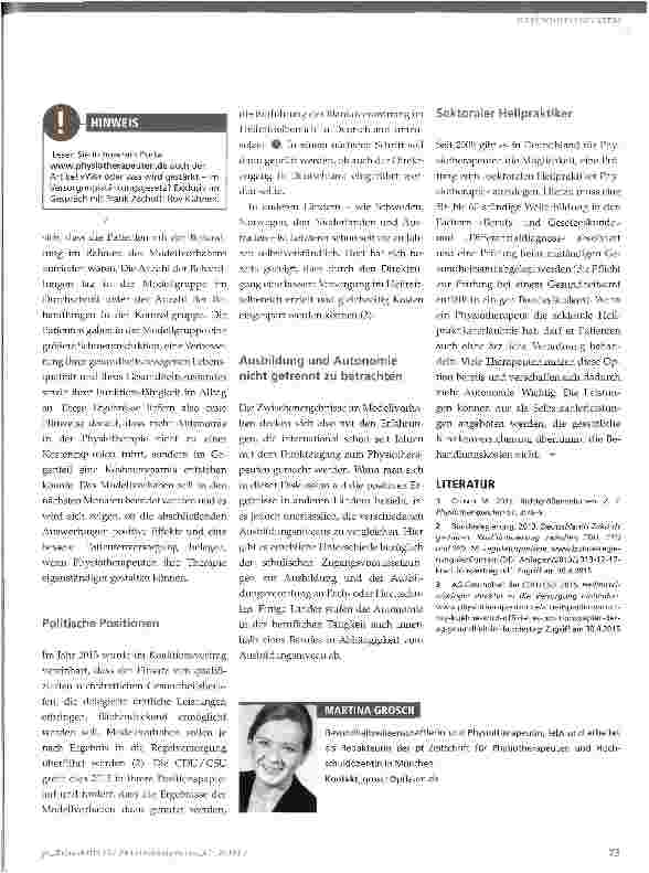 Vorschauseite 3: Mehr Autonomie in der Physiotherapie