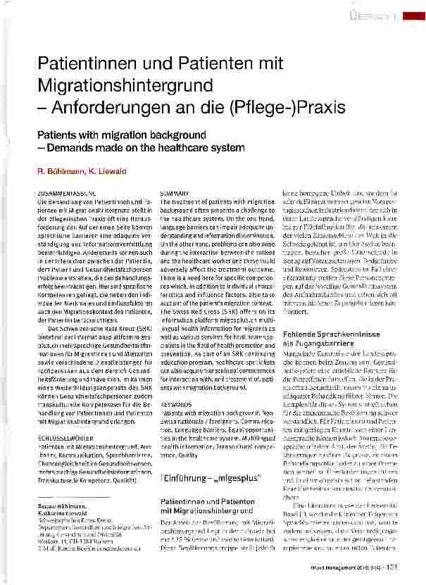 Vorschauseite 1: Patientinnen und Patienten mit Migrationshintergrund - Anforderungen an die (Pflege-)Praxis