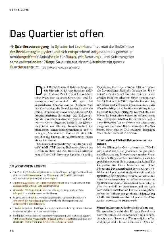 Vorschauseite 1: Das Quartier ist offen
