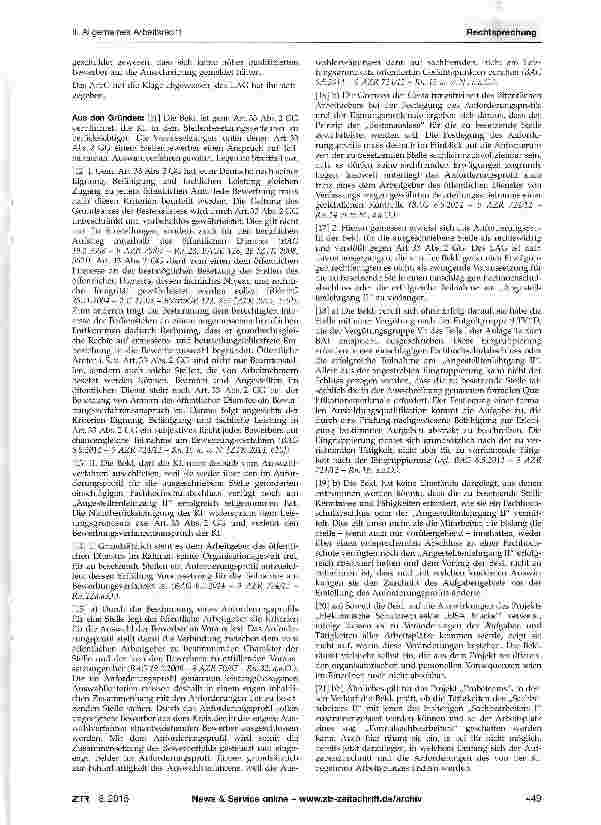 Vorschauseite 2: Anspruch auf Teilnahme an einem Stellenbe-setzungsverfahren im öffentlichen DienstGG Art. 33 Abs. 2