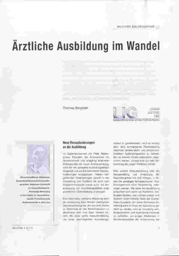 Vorschauseite 1: Ärztliche Ausbildung im Wandel