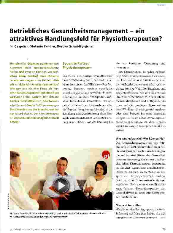 Vorschauseite 1: Betriebliches Gesundheitsmanagement - ein attraktives Handlungsfeld für Physiotherapeuten?