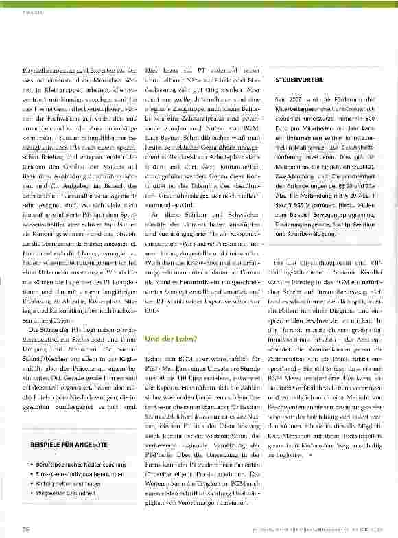 Vorschauseite 2: Betriebliches Gesundheitsmanagement - ein attraktives Handlungsfeld für Physiotherapeuten?