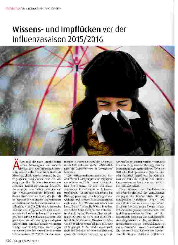 Vorschauseite 1: Wissensund Impflücken vor der Influenzasaison 2015/2016