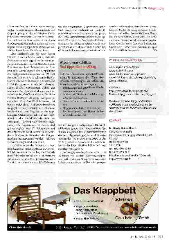 Vorschauseite 2: Wissensund Impflücken vor der Influenzasaison 2015/2016