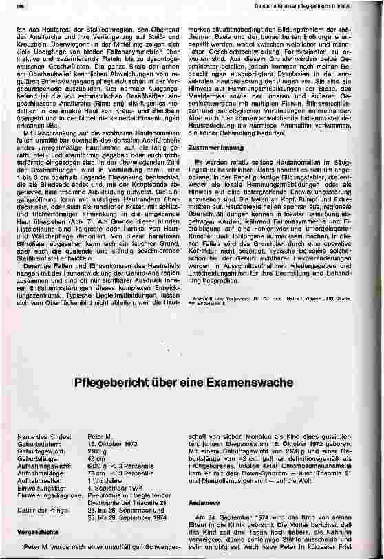 Vorschauseite 1: Plegebericht über eine Examenswache