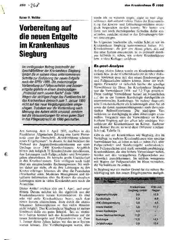 Vorschauseite 1: Vorbereitung auf die neuen Entgelte im Krankenhaus Siegburg