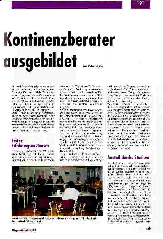 Vorschauseite 2: Die ersten Kontinenzberater sind ausgebildet Ein Tabuthema wird salonfähig