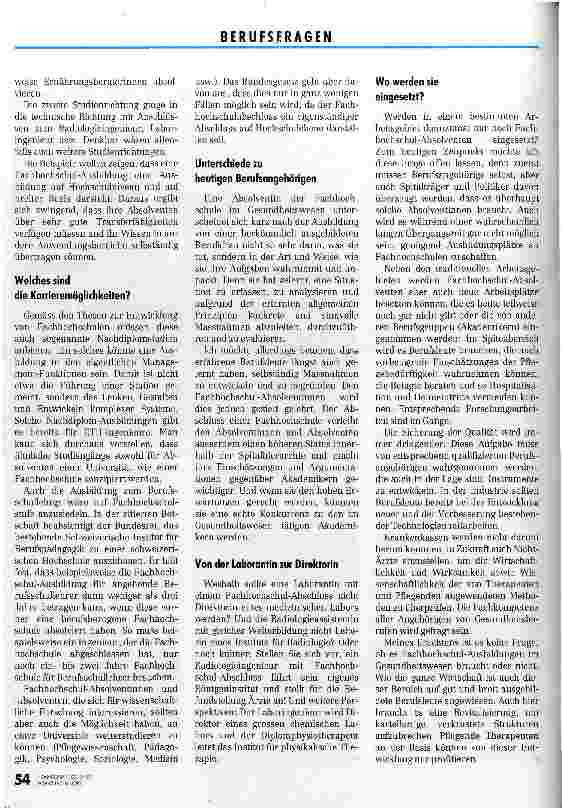 Vorschauseite 2: Einsatzmöglichkeiten künftiger Fachhochschul- Absolventen