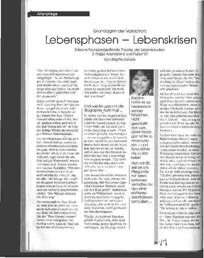 Vorschauseite 1: Lebensphasen - Lebenskrisen Grundlagen der Validation 3. Folge: Adoleszenz und Pubertät