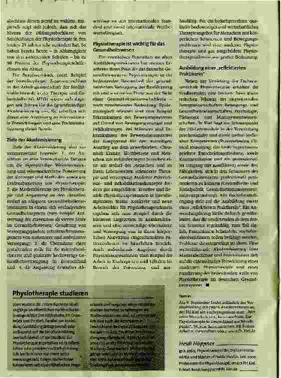 Vorschauseite 3: Reflektierte Praktiker. Die Physiotherapie in Deutschland am Wendepunkt