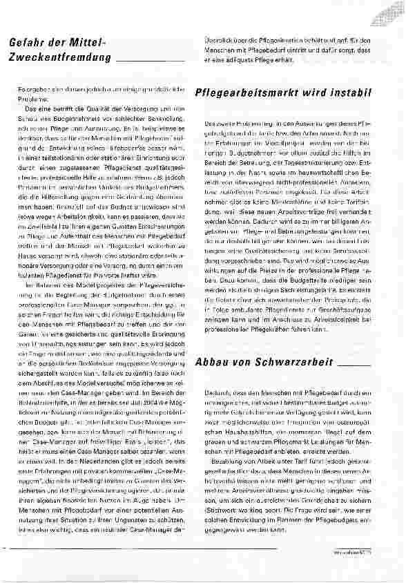 Vorschauseite 2: Nebenwirkungen eines PflegebudgetsKritische Anmerkungen zur Erprobung eines Pflegebudgets in Deutschland