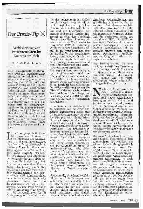 Vorschauseite 1: Archivierung von Patientenakten im Kostenvergleich