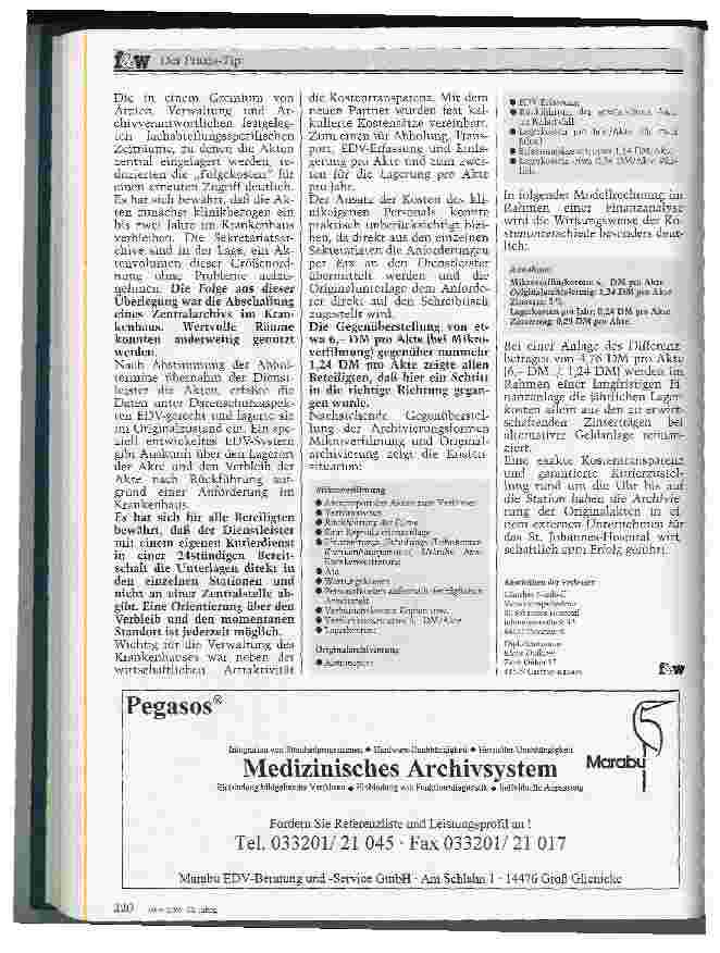 Vorschauseite 2: Archivierung von Patientenakten im Kostenvergleich